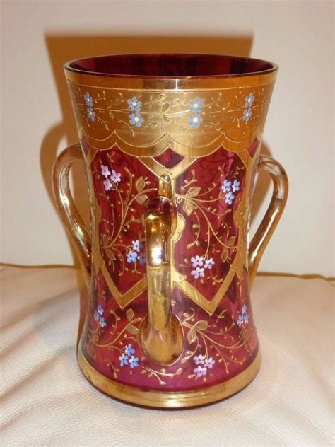 Vintage Bohemian ~moser ~ Glass And Enamelled Vase 5 5 8 High Moser Bohemian Glass Glass