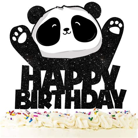 Buy Panda Happy Birthday Cake Topper Animal Theme Cake Topper Black