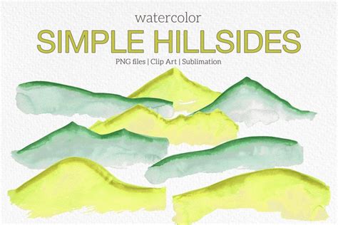Simple Hills Watercolor Clip Art Nature Outdoors Sublimation