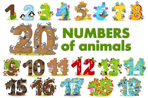 Numbers Of Animals Custom Designed Graphics ~ Creative Market