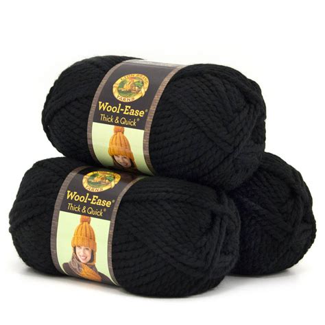 Lion Brand Yarn Wool Ease Thick And Quick Black Classic Super Bulky