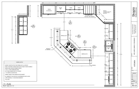 16 X 16 Kitchen Layout Sample Kitchen Floor Plan Shop Drawings