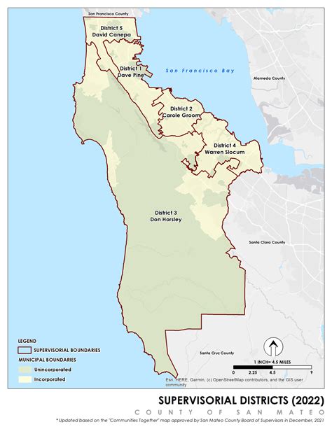 Supervisorial Districts County Of San Mateo Ca