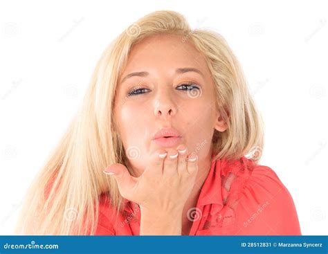 Blond Woman Blowing Kiss Stock Image Image Of Romance 28512831