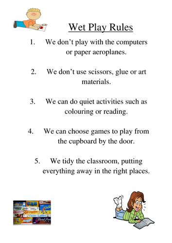 Wet Play Rules Teaching Resources