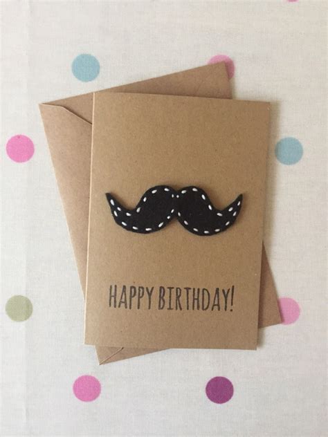 Items Similar To Moustache Birthday Card Mens Birthday Card Felt