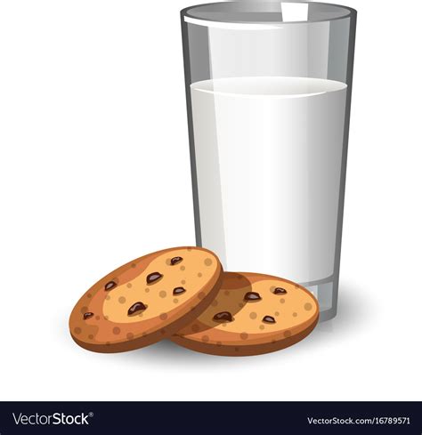 Glass Milk And Cookies Royalty Free Vector Image