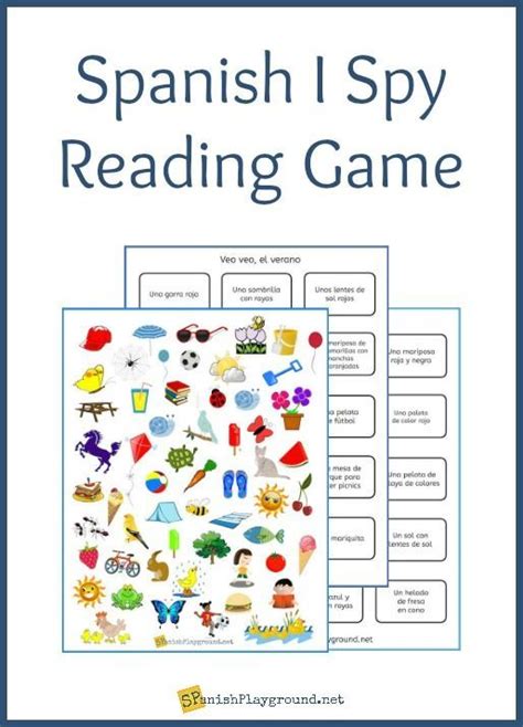 A Printable Spanish I Spy Reading Game Wiith Board And Game Cards