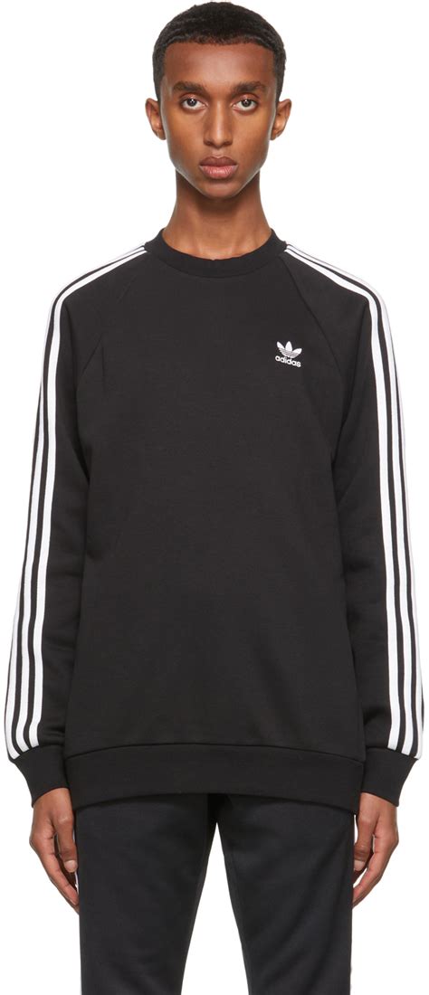 Black Adicolor Classics 3 Stripes Crew Sweatshirt By Adidas Originals