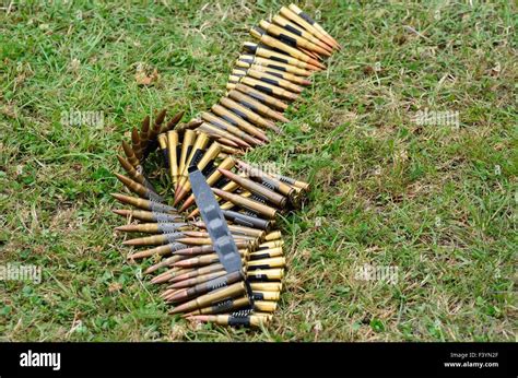Machine Gun Bullets On Ground Stock Photo Alamy