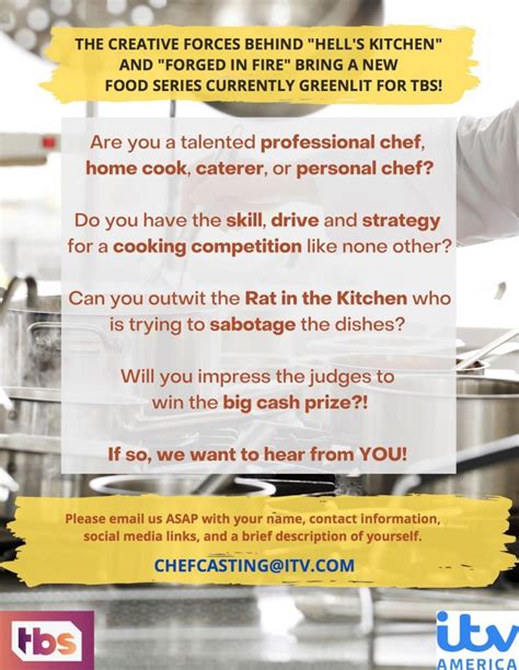tv show casting home cooks and pro chefs auditions free
