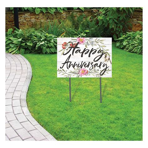 18x24 Happy Anniversary Floral Border Lawn Sign Selling Daddy