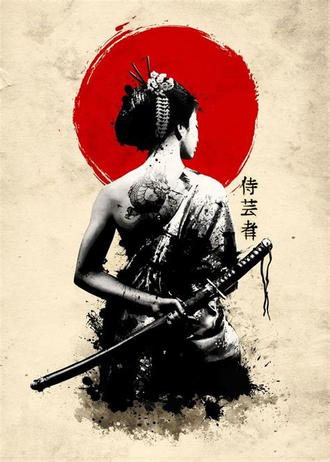 Geisha Samurai Poster By Mcashe Art Displate Japanese Art Samurai Geisha Art Female