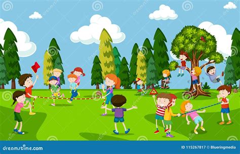 Students Are Playing At Playground Stock Vector Illustration Of Pupil