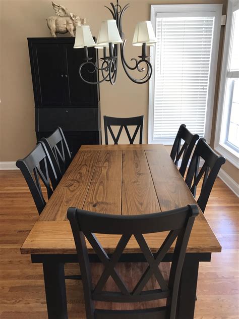 Farmhouse dining tables made from quality reclaimed wood. This 6' x 37" Farmhouse Table in Early American stain on ...