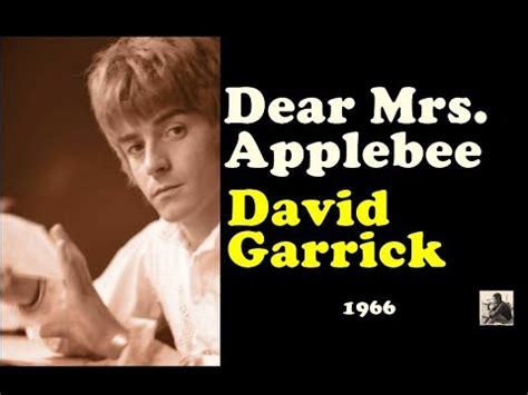 The song was performed by david garrick. Dear Mrs Applebee -- David Garrick - YouTube