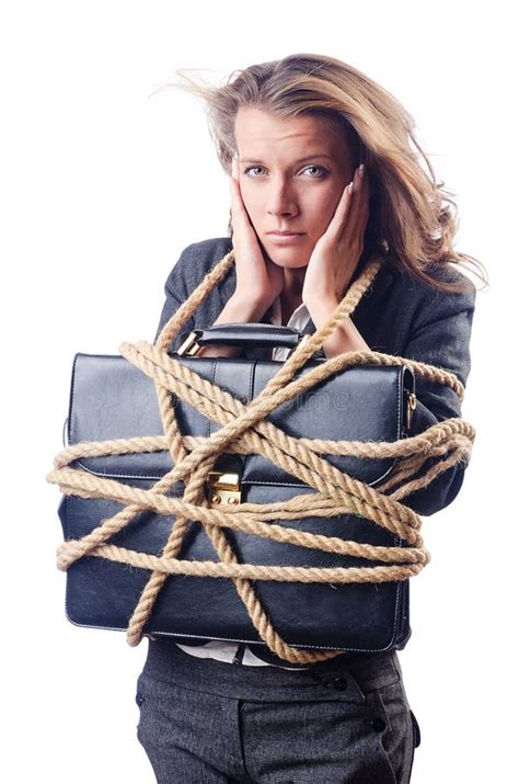 Businesswoman With Tied Up Hands Stock Image Image Of Suppression