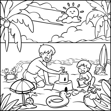 Printable Happy Summer Beach Coloring Pages