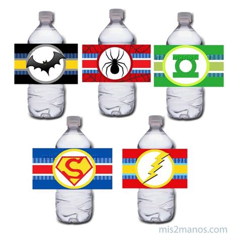 Superhero Logo Comic Book Water Bottle Wrapper Printable