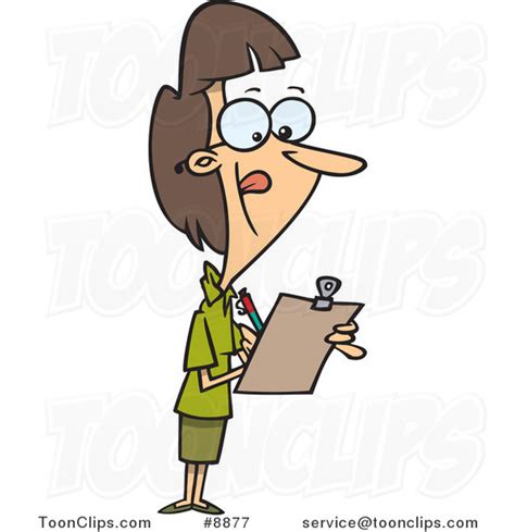 Cartoon Female Supervisor Using A Clip Board 8877 By Ron Leishman
