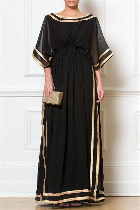 Black Gold Chiffon Kaftan Dresses African Fashion Dresses Black Dress