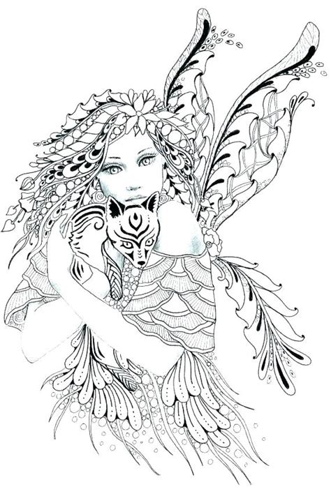 Fantasy Realistic Fairy Coloring Pages : Steampunk coloring page from
