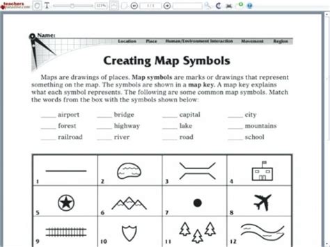 Road Map Legend Symbols Worksheet