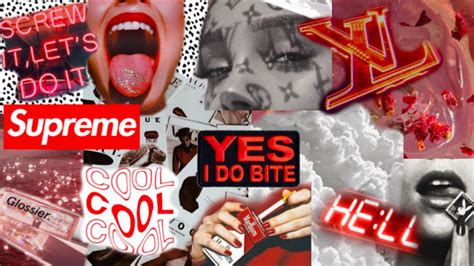 Red Mac Desktop Collage Wallpaper In 2020 Aesthetic