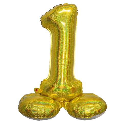 Mylar Standing Number 1 Balloon Holographic Gold 26 1 Ct In 2022