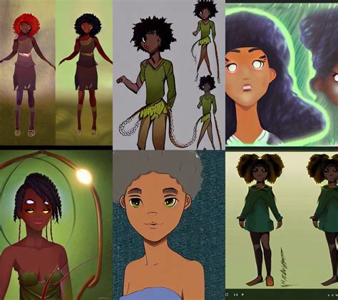 Character Concept Art Of An African American Anime Dryad C