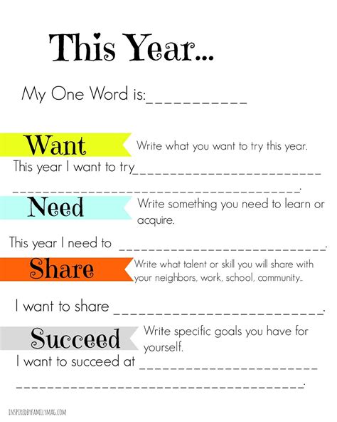 New Years Goals Template