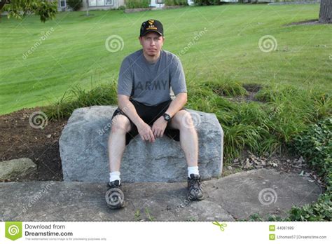 Operation Iraqi Freedom Veteran Sitting On A Rock Stock Image Image