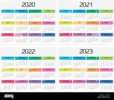 El Calendario 2020 2021 2022 2023 Plantilla 12 Meses Incluir Eventos De Vacaciones La