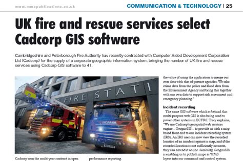 Uk Fire And Rescue Services Select Cadcorp Gis Software Cadcorp