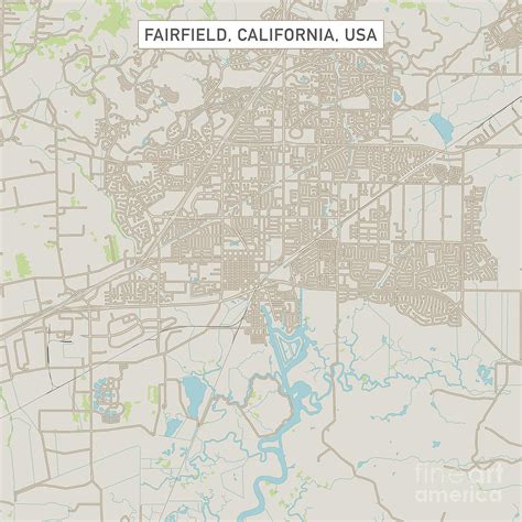 Fairfield California Us City Street Map Digital Art By Frank Ramspott