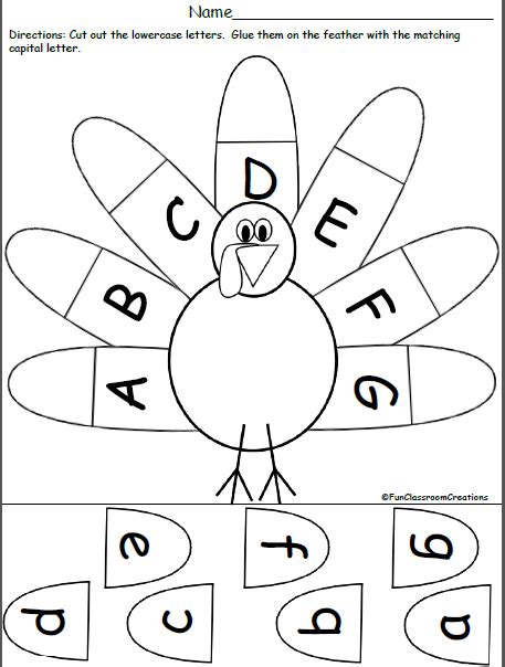 Thanksgiving Turkey Letters Cut And Paste A To G Made By Teachers
