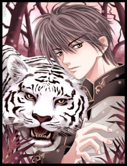 Anime Boy With White Haired Tiger Anime Manga Anime Pet Tiger
