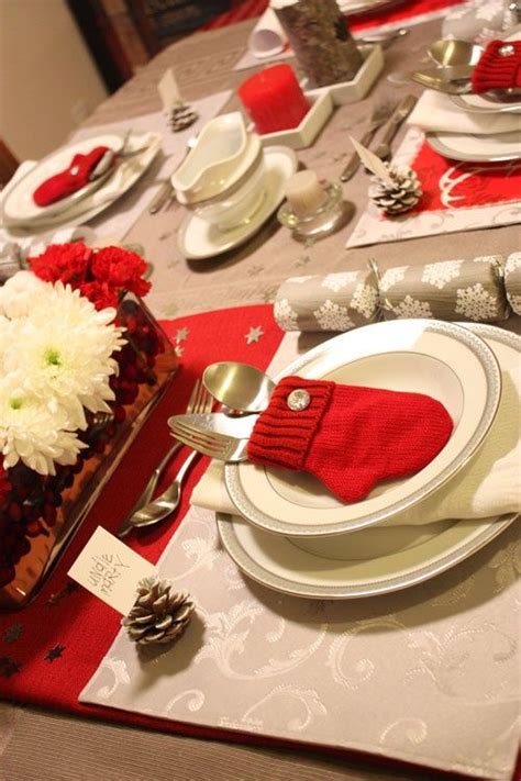 Picture Of A Cozy Neutral And Red Christmas Tablescape