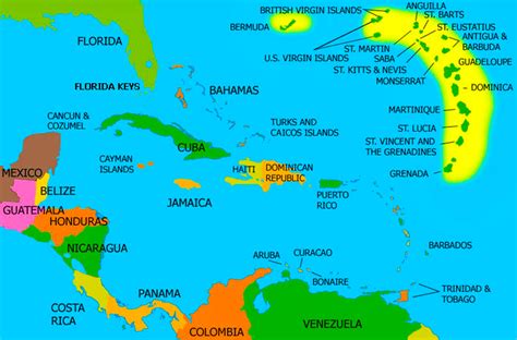 Detailed Political Map Of Caribbean Caribbean Detailed Political Map