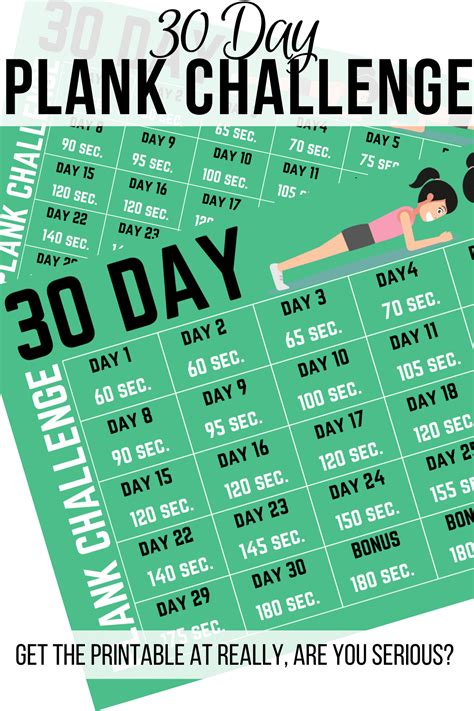 Day Plank Challenge Printable