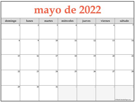 Calendario Mayo 2022 Para Imprimir Calendarios 2022 Para Imprimir En
