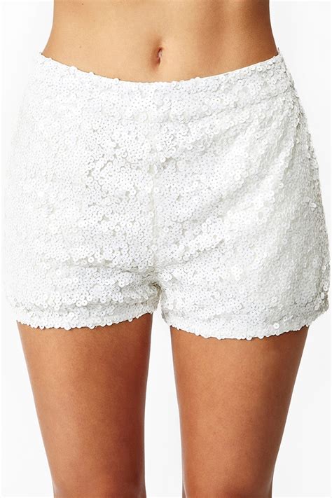 Lyst Nasty Gal Starlight Sequin Shorts In White