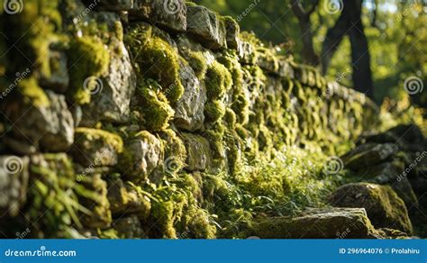 Lichen Covered Ancient Stone Wall Stock Illustration - Illustration of