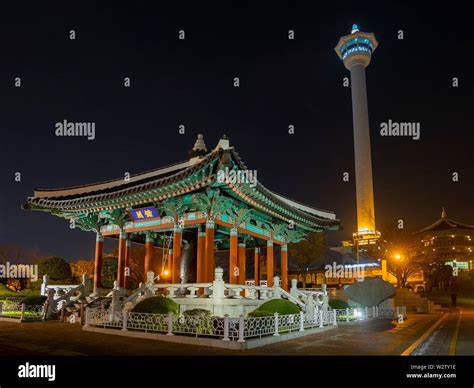 Night View Of The Busan Tower And Yongdusan Park At Busan South Korea