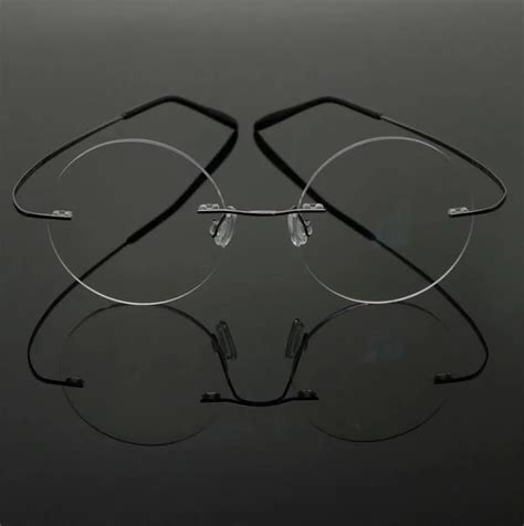 steve jobs star style ultra light memory titanium rimless round myopia eyeglasses optical