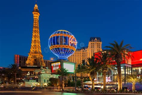 Eiffel Tower In Night Las Vegas Editorial Stock Image Image Of
