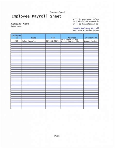 Free Payroll Spreadsheet Pertaining To Example Of Simple Payroll