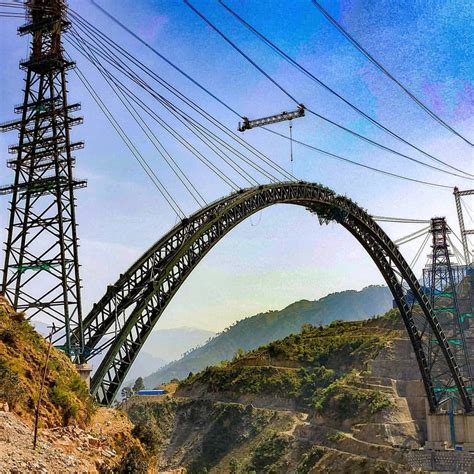 Arch Of Worlds Highest Railway Bridge On Chenab River In Jammu And