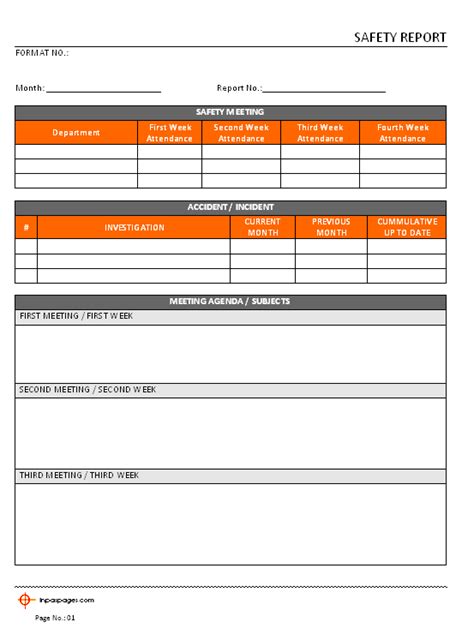 Safety Report Format Excel Pdf Sample