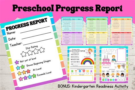 Preschool Progress Report Kindergarten Readiness Checklist Etsy